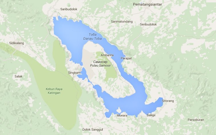 Остров Самосир на карте Суматры